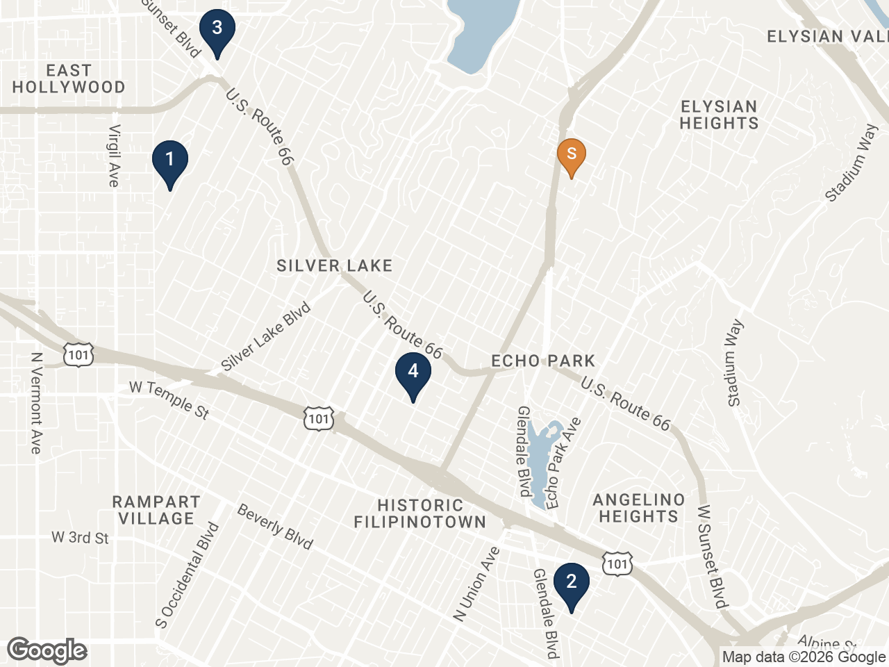 Map — land sale and on-market comparables relative to 2126-2136 W Branden St